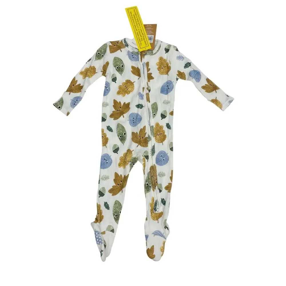 NWT Angel Dear 6/9M Cuddly Leaves PJs